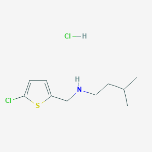molecular formula C10H17Cl2NS B2986647 N-[(5-Chlorothiophen-2-yl)methyl]-3-methylbutan-1-amine;hydrochloride CAS No. 2580220-61-5