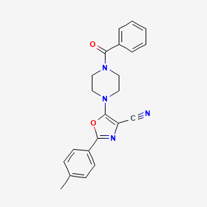 molecular formula C22H20N4O2 B2986648 5-(4-苯甲酰哌嗪-1-基)-2-(对甲苯基)恶唑-4-腈 CAS No. 946308-06-1
