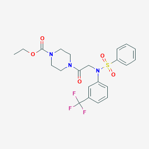 molecular formula C22H24F3N3O5S B298665 ethyl 4-{N-(phenylsulfonyl)-N-[3-(trifluoromethyl)phenyl]glycyl}piperazine-1-carboxylate 