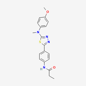 molecular formula C19H20N4O2S B2986651 N-(4-(5-((4-methoxyphenyl)(methyl)amino)-1,3,4-thiadiazol-2-yl)phenyl)propionamide CAS No. 1021059-72-2