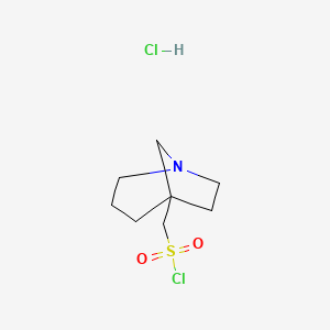molecular formula C8H15Cl2NO2S B2986658 1-Azabicyclo[3.2.1]octan-5-ylmethanesulfonyl chloride hydrochloride CAS No. 2060050-68-0
