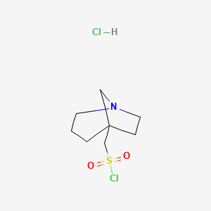 molecular formula C8H15Cl2NO2S B2986658 1-氮杂双环[3.2.1]辛烷-5-基甲磺酰氯盐酸盐 CAS No. 2060050-68-0