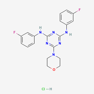 molecular formula C19H19ClF2N6O B2986665 N2,N4-双(3-氟苯基)-6-吗啉基-1,3,5-三嘧啶-2,4-二胺盐酸盐 CAS No. 1179380-11-0