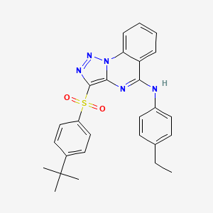molecular formula C27H27N5O2S B2986672 3-[(4-tert-butylphenyl)sulfonyl]-N-(4-ethylphenyl)[1,2,3]triazolo[1,5-a]quinazolin-5-amine CAS No. 866848-26-2