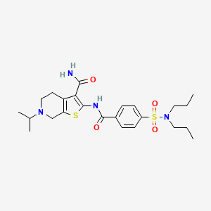 molecular formula C24H34N4O4S2 B2986683 2-(4-(N,N-dipropylsulfamoyl)benzamido)-6-isopropyl-4,5,6,7-tetrahydrothieno[2,3-c]pyridine-3-carboxamide CAS No. 449768-43-8