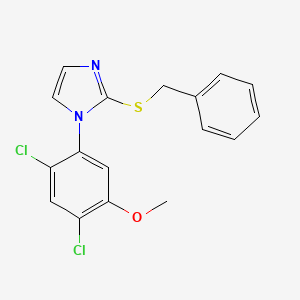 molecular formula C17H14Cl2N2OS B2986693 2-(苄基硫代)-1-(2,4-二氯-5-甲氧基苯基)-1H-咪唑 CAS No. 338967-09-2