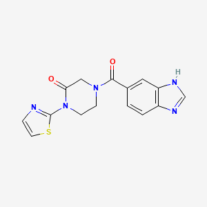 molecular formula C15H13N5O2S B2986700 4-(1H-苯并[d]咪唑-5-羰基)-1-(噻唑-2-基)哌嗪-2-酮 CAS No. 2320890-09-1
