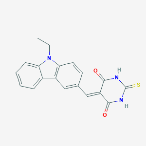 molecular formula C19H15N3O2S B298671 5-[(9-ethyl-9H-carbazol-3-yl)methylene]-2-thioxodihydro-4,6(1H,5H)-pyrimidinedione 