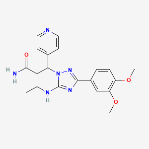 molecular formula C20H20N6O3 B2986712 2-(3,4-Dimethoxyphenyl)-5-methyl-7-(pyridin-4-yl)-4,7-dihydro-[1,2,4]triazolo[1,5-a]pyrimidine-6-carboxamide CAS No. 538319-41-4