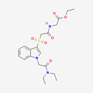 molecular formula C20H27N3O6S B2986715 ethyl 2-(2-((1-(2-(diethylamino)-2-oxoethyl)-1H-indol-3-yl)sulfonyl)acetamido)acetate CAS No. 878057-11-5