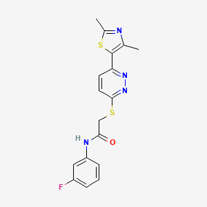 molecular formula C17H15FN4OS2 B2986717 2-((6-(2,4-dimethylthiazol-5-yl)pyridazin-3-yl)thio)-N-(3-fluorophenyl)acetamide CAS No. 894009-38-2