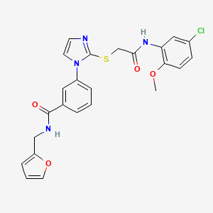 molecular formula C24H21ClN4O4S B2986718 3-(2-((2-((5-chloro-2-methoxyphenyl)amino)-2-oxoethyl)thio)-1H-imidazol-1-yl)-N-(furan-2-ylmethyl)benzamide CAS No. 1115565-06-4