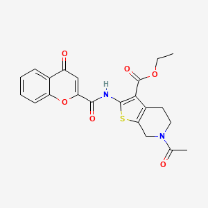molecular formula C22H20N2O6S B2986720 ethyl 6-acetyl-2-(4-oxo-4H-chromene-2-carboxamido)-4,5,6,7-tetrahydrothieno[2,3-c]pyridine-3-carboxylate CAS No. 864858-09-3