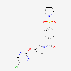 molecular formula C19H21ClN4O4S B2986727 (3-((5-Chloropyrimidin-2-yl)oxy)pyrrolidin-1-yl)(4-(pyrrolidin-1-ylsulfonyl)phenyl)methanone CAS No. 2034363-85-2