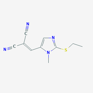 molecular formula C10H10N4S B2986729 2-[(2-Ethylsulfanyl-3-methylimidazol-4-yl)methylidene]propanedinitrile CAS No. 320423-19-6