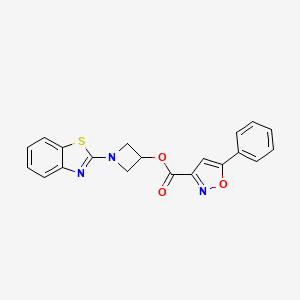 molecular formula C20H15N3O3S B2986736 1-(Benzo[d]thiazol-2-yl)azetidin-3-yl 5-phenylisoxazole-3-carboxylate CAS No. 1396869-71-8