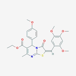 molecular formula C27H28N2O7S B298674 ethyl (2E)-5-(4-methoxyphenyl)-7-methyl-3-oxo-2-(2,4,5-trimethoxybenzylidene)-2,3-dihydro-5H-[1,3]thiazolo[3,2-a]pyrimidine-6-carboxylate 