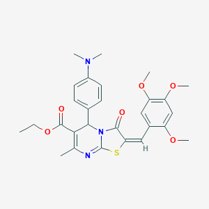 molecular formula C28H31N3O6S B298675 ethyl 5-[4-(dimethylamino)phenyl]-7-methyl-3-oxo-2-(2,4,5-trimethoxybenzylidene)-2,3-dihydro-5H-[1,3]thiazolo[3,2-a]pyrimidine-6-carboxylate 
