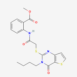 molecular formula C20H21N3O4S2 B2986753 2-[[2-(3-丁基-4-氧代噻吩并[3,2-d]嘧啶-2-基)硫代乙酰基]氨基]苯甲酸甲酯 CAS No. 440328-99-4