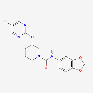 molecular formula C17H17ClN4O4 B2986757 N-(苯并[d][1,3]二噁英-5-基)-3-((5-氯吡咯-2-基)氧基)哌啶-1-甲酰胺 CAS No. 2034475-94-8