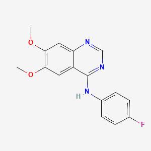 molecular formula C16H14FN3O2 B2986759 N-(4-氟苯基)-6,7-二甲氧基喹唑啉-4-胺 CAS No. 296234-69-0