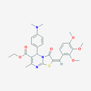 molecular formula C28H31N3O6S B298676 ethyl 5-[4-(dimethylamino)phenyl]-7-methyl-3-oxo-2-(2,3,4-trimethoxybenzylidene)-2,3-dihydro-5H-[1,3]thiazolo[3,2-a]pyrimidine-6-carboxylate 