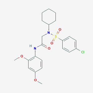 molecular formula C22H27ClN2O5S B298677 2-[[(4-chlorophenyl)sulfonyl](cyclohexyl)amino]-N-(2,4-dimethoxyphenyl)acetamide 