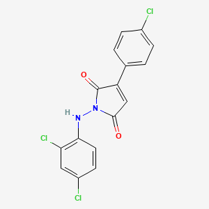 molecular formula C16H9Cl3N2O2 B2986772 3-(4-Chlorophenyl)-1-(2,4-dichloroanilino)pyrrole-2,5-dione CAS No. 271254-71-8