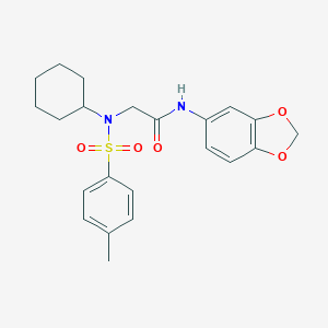 molecular formula C22H26N2O5S B298678 N-(1,3-benzodioxol-5-yl)-2-{cyclohexyl[(4-methylphenyl)sulfonyl]amino}acetamide 
