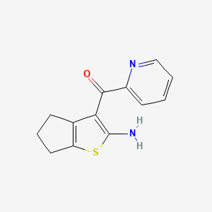 molecular formula C13H12N2OS B2986780 3-(pyridine-2-carbonyl)-4H,5H,6H-cyclopenta[b]thiophen-2-amine CAS No. 374926-02-0