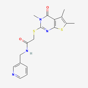 N-(pyridin-3-ylmethyl)-2-(3,5,6-trimethyl-4-oxothieno[2,3-d]pyrimidin-2-yl)sulfanylacetamide