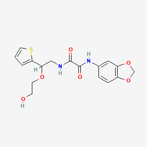 molecular formula C17H18N2O6S B2986787 N1-(benzo[d][1,3]dioxol-5-yl)-N2-(2-(2-hydroxyethoxy)-2-(thiophen-2-yl)ethyl)oxalamide CAS No. 2034303-79-0