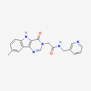molecular formula C19H17N5O2 B2986796 2-(8-methyl-4-oxo-4,5-dihydro-3H-pyrimido[5,4-b]indol-3-yl)-N-(pyridin-3-ylmethyl)acetamide CAS No. 1190012-93-1