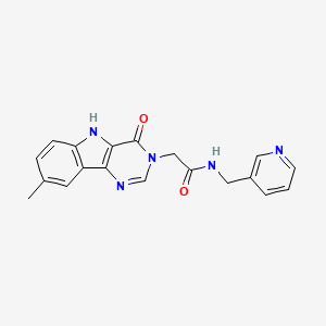 molecular formula C19H17N5O2 B2986796 2-(8-甲基-4-氧代-4,5-二氢-3H-嘧啶并[5,4-b]吲哚-3-基)-N-(吡啶-3-基甲基)乙酰胺 CAS No. 1190012-93-1