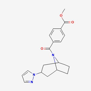 methyl 4-((1R,5S)-3-(1H-pyrazol-1-yl)-8-azabicyclo[3.2.1]octane-8-carbonyl)benzoate