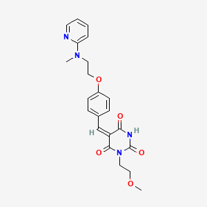 molecular formula C22H24N4O5 B2986805 (5E)-1-(2-methoxyethyl)-5-[(4-{2-[methyl(pyridin-2-yl)amino]ethoxy}phenyl)methylidene]-1,3-diazinane-2,4,6-trione CAS No. 551931-17-0