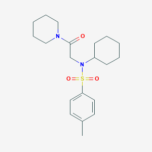 molecular formula C20H30N2O3S B298681 N-Cyclohexyl-4-methyl-N-(2-oxo-2-piperidin-1-yl-ethyl)-benzenesulfonamide 