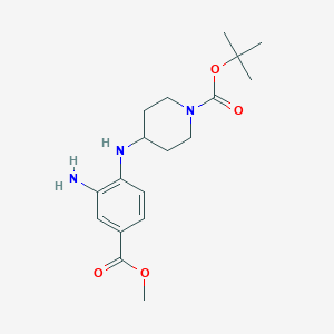 molecular formula C18H27N3O4 B2986813 tert-Butyl 4-[2-amino-4-(methoxycarbonyl)-phenylamino]piperidine-1-carboxylate CAS No. 1037833-90-1