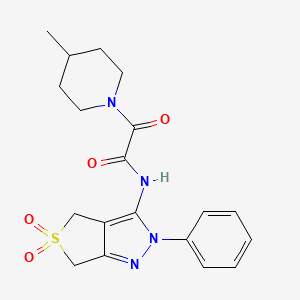 molecular formula C19H22N4O4S B2986815 N-(5,5-dioxido-2-phenyl-4,6-dihydro-2H-thieno[3,4-c]pyrazol-3-yl)-2-(4-methylpiperidin-1-yl)-2-oxoacetamide CAS No. 899988-93-3