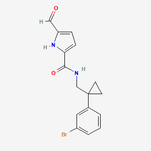 molecular formula C16H15BrN2O2 B2986817 N-[[1-(3-Bromophenyl)cyclopropyl]methyl]-5-formyl-1H-pyrrole-2-carboxamide CAS No. 2224545-21-3