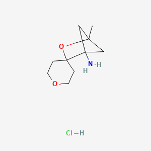 molecular formula C10H18ClNO2 B2986818 4-甲基-3-氧代螺并[双环[2.1.1]己烷-2,4'-氧杂环]-1-胺盐酸盐 CAS No. 2241127-88-6