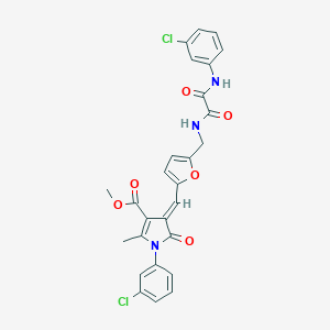 molecular formula C27H21Cl2N3O6 B298682 methyl 4-{[5-({[(3-chloroanilino)(oxo)acetyl]amino}methyl)-2-furyl]methylene}-1-(3-chlorophenyl)-2-methyl-5-oxo-4,5-dihydro-1H-pyrrole-3-carboxylate 