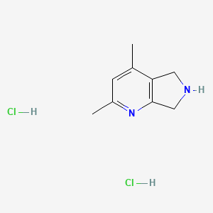 molecular formula C9H14Cl2N2 B2986821 2,4-二甲基-6,7-二氢-5H-吡咯并[3,4-b]吡啶；二盐酸盐 CAS No. 2170723-59-6