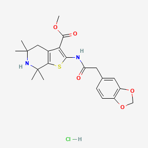 Methyl 2-(2-(benzo[d][1,3]dioxol-5-yl)acetamido)-5,5,7,7-tetramethyl-4,5,6,7-tetrahydrothieno[2,3-c]pyridine-3-carboxylate hydrochloride