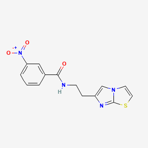 molecular formula C14H12N4O3S B2986844 N-(2-(imidazo[2,1-b]thiazol-6-yl)ethyl)-3-nitrobenzamide CAS No. 868979-27-5