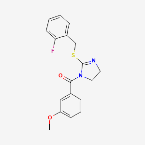 [2-[(2-Fluorophenyl)methylsulfanyl]-4,5-dihydroimidazol-1-yl]-(3-methoxyphenyl)methanone