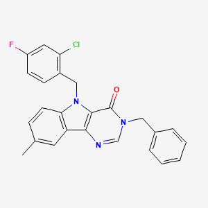 molecular formula C25H19ClFN3O B2986856 3-benzyl-5-(2-chloro-4-fluorobenzyl)-8-methyl-3H-pyrimido[5,4-b]indol-4(5H)-one CAS No. 1185080-16-3