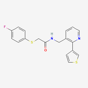 2-((4-fluorophenyl)thio)-N-((2-(thiophen-3-yl)pyridin-3-yl)methyl)acetamide