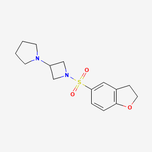 molecular formula C15H20N2O3S B2986861 1-[1-(2,3-Dihydro-1-benzofuran-5-ylsulfonyl)azetidin-3-yl]pyrrolidine CAS No. 2320576-50-7