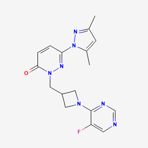 molecular formula C17H18FN7O B2986863 6-(3,5-dimethyl-1H-pyrazol-1-yl)-2-{[1-(5-fluoropyrimidin-4-yl)azetidin-3-yl]methyl}-2,3-dihydropyridazin-3-one CAS No. 2175978-94-4